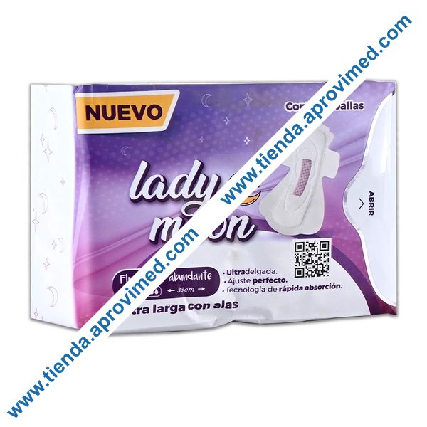 Toallas femeninas con alas para flujo abundante — Paquete 8 pzas
