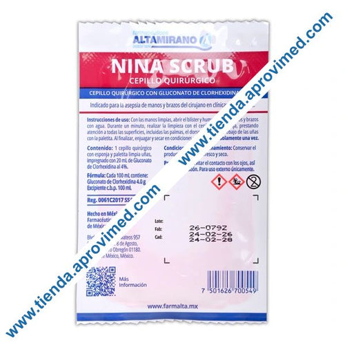 Cepillo quirúrgico antimicrobiano con gluconato de clorhexidina 4% - 1 pza
