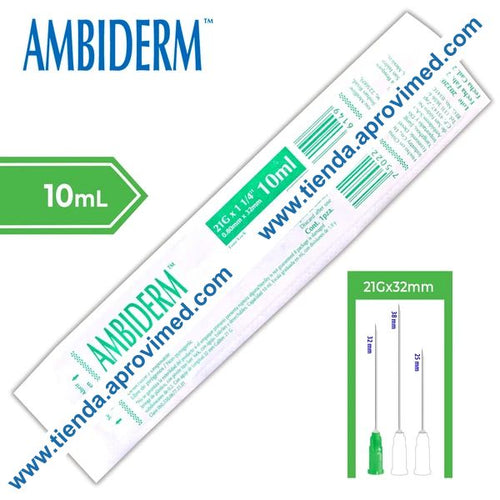 Jeringa hipodérmica con aguja 21G — 10 ml para inyecciones precisas