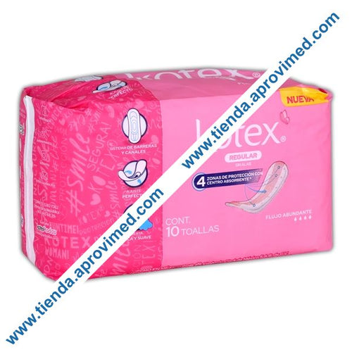 Toallas femeninas anatómicas Kotex sin alas — Paquete 10 pzs