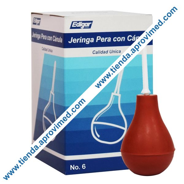 Jeringa pera con cánula de plástico para irrigación y limpieza
