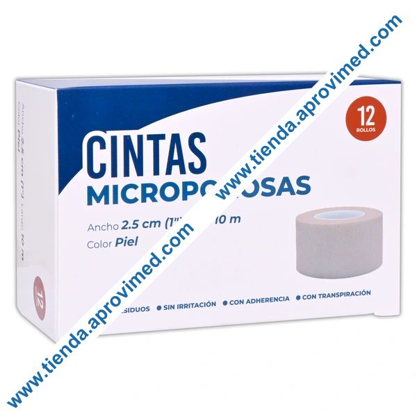 Cinta microporosa hipoalergénica para heridas — Rollo 2.5 cm x 10 m