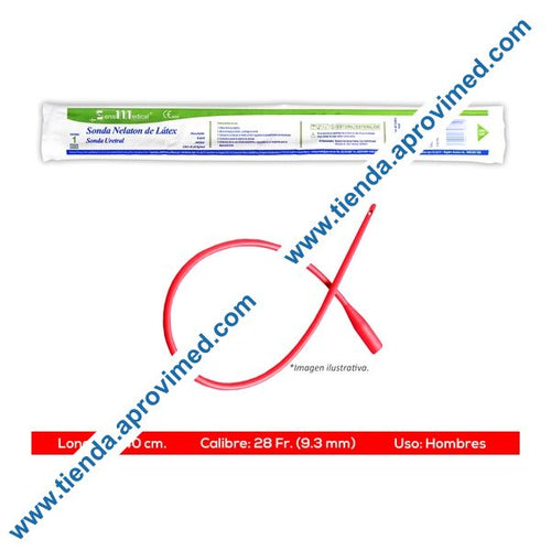 Sonda Nélaton de látex 28 Fr — Longitud 40 cm