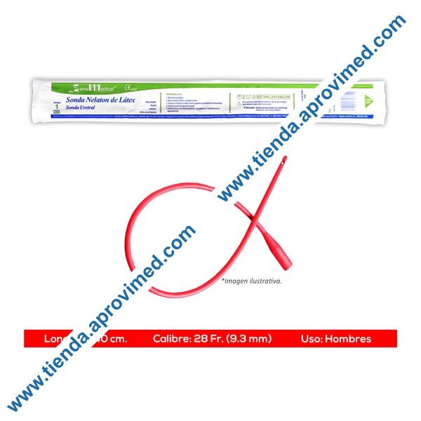 Sonda Nélaton de látex 28 Fr — Longitud 40 cm