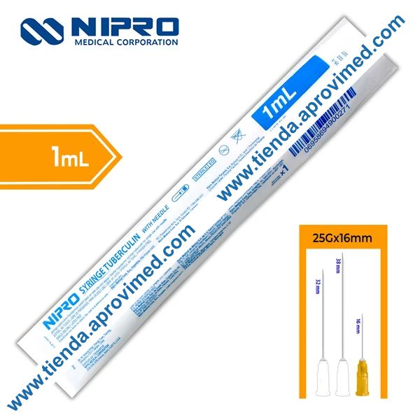 Jeringa de tuberculina de 1 ml con aguja desmontable — 1 pza