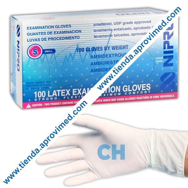 Guantes de látex para exploración no estériles — Paquete 100 pzas