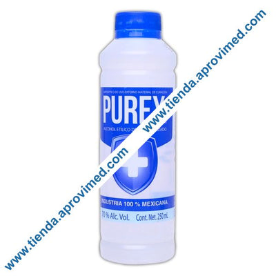 Alcohol etílico desnaturalizado 70% Purex — Frasco 250 ml