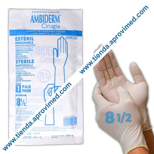 Guantes de látex estériles para cirugía — Talla 8-1/2, 1 par