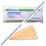 Abatelenguas de madera desechable — Paquete 25 pzas