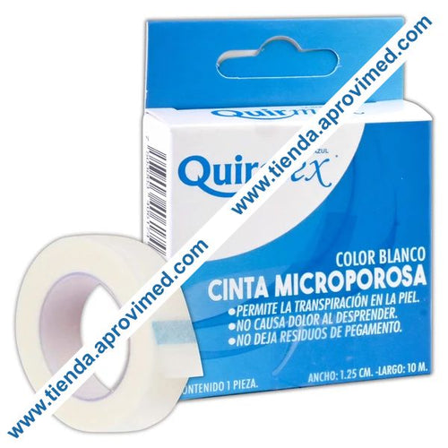 Cinta adhesiva microporosa Quirmex 1.25 cm x 10 m para heridas