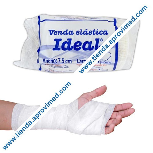 Venda elástica de compresión Ideal 7.5 cm x 5 m para lesiones