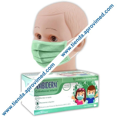 Cubrebocas quirúrgico infantil desechable — Caja 50 pzas