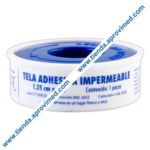 Cinta adhesiva de tela hipoalergénica 1.25 cm x 5 m — Carrete individual