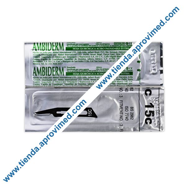 Hoja para bisturí de acero inoxidable No. 15C — 1 pieza