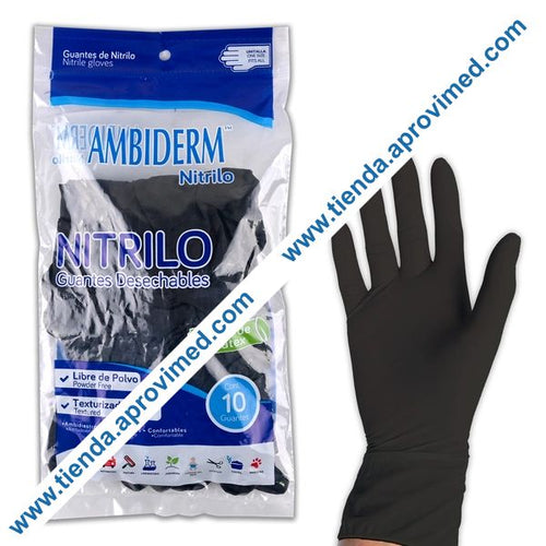 Guantes de nitrilo desechables negros — Bolsa 10 pzas