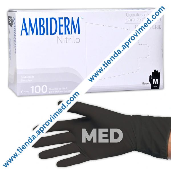 Guantes de nitrilo negro no estériles — Caja 100 pzas