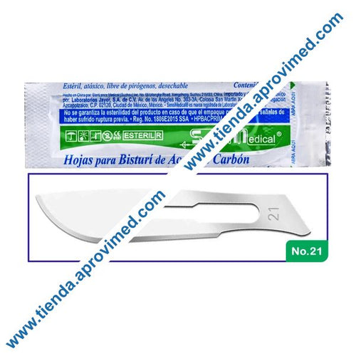 Hoja para bisturí de acero al carbón No. 21 — 1 pieza