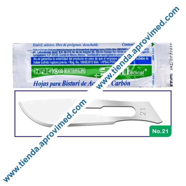 Hoja para bisturí de acero al carbón No. 21 — 1 pieza
