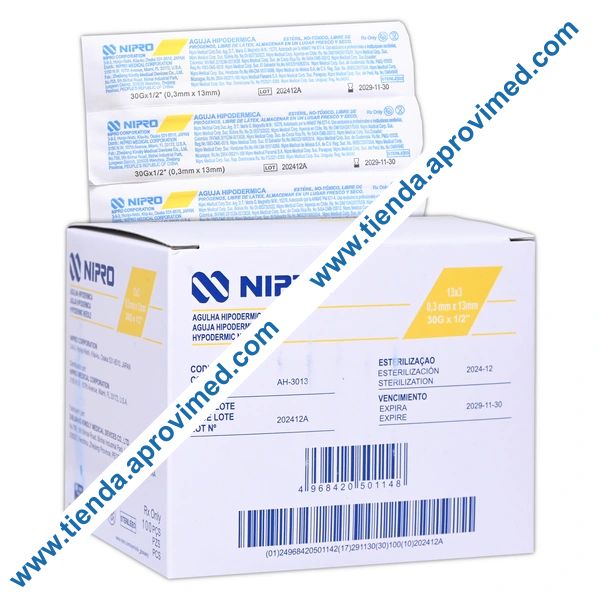 Aguja hipodérmica ultra corta 30G — Caja con 100 piezas