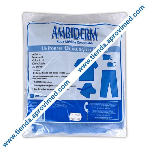 Uniforme Quirúrgico Desechable Azul — Bolsa con 1 Pza
