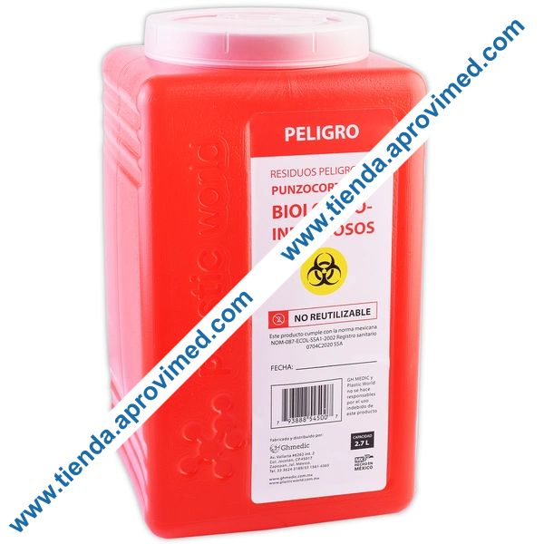Contenedor desechable para residuos biológicos peligrosos — 2.7 Lts