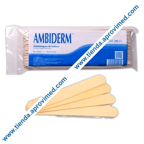 Abatelenguas de madera desechable — Paquete 25 piezas