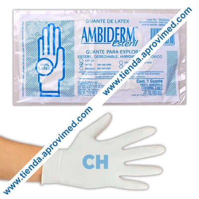 Guantes de látex estériles para exploración — Talla chico