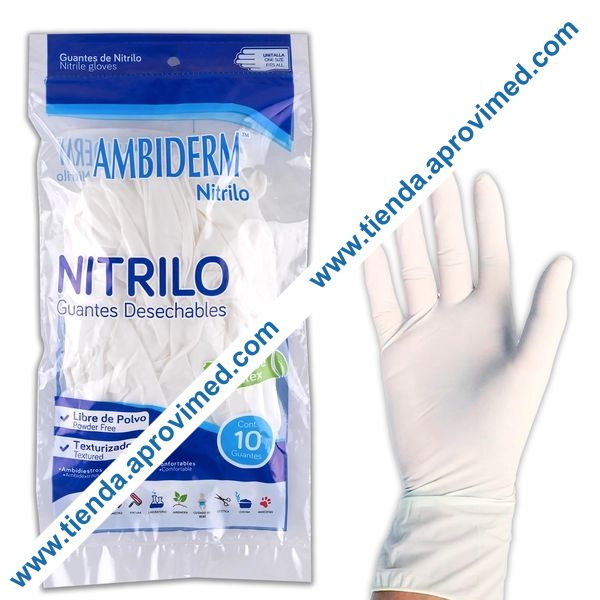 Guantes de nitrilo desechables para examen — Bolsa 10 pzas