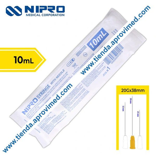 Jeringa hipodérmica desechable de 10 ml con aguja amarilla