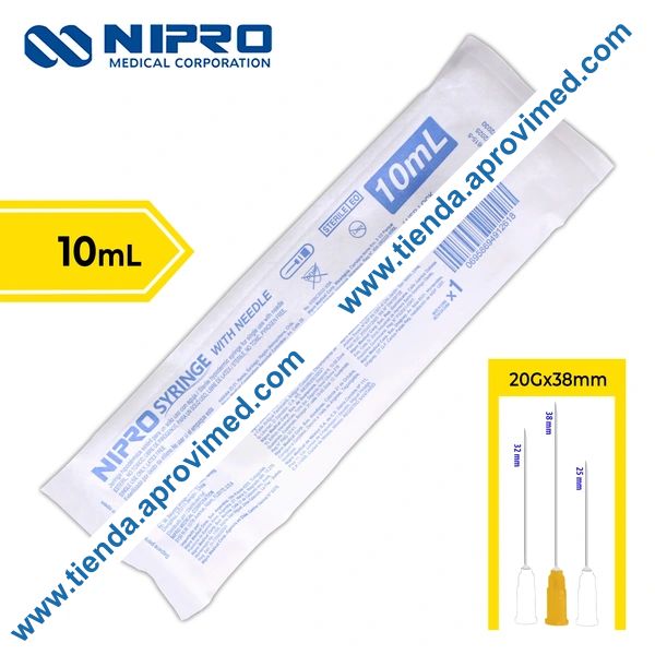 Jeringa hipodérmica desechable de 10 ml con aguja amarilla