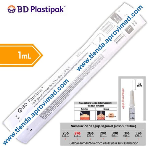 Jeringa de insulina 1 ml con aguja desmontable — BD U-Fine