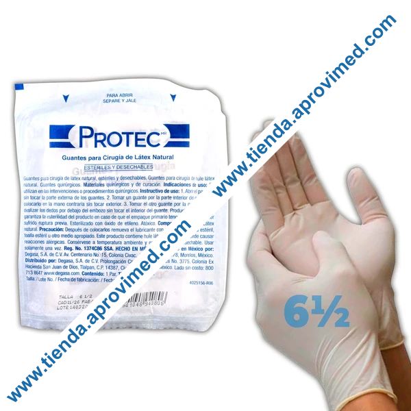 Guantes de látex estériles para cirugía — Talla 6-1/2, 1 par