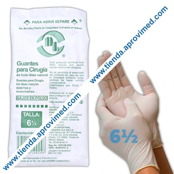 Guantes de látex estériles para cirugía — Talla 6-1/2, par