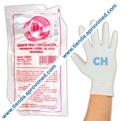 Guantes de látex estériles para exploración — Talla chica