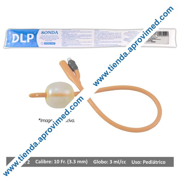Sonda Foley de látex 2 vías con globo de 3 mL — 1 pieza