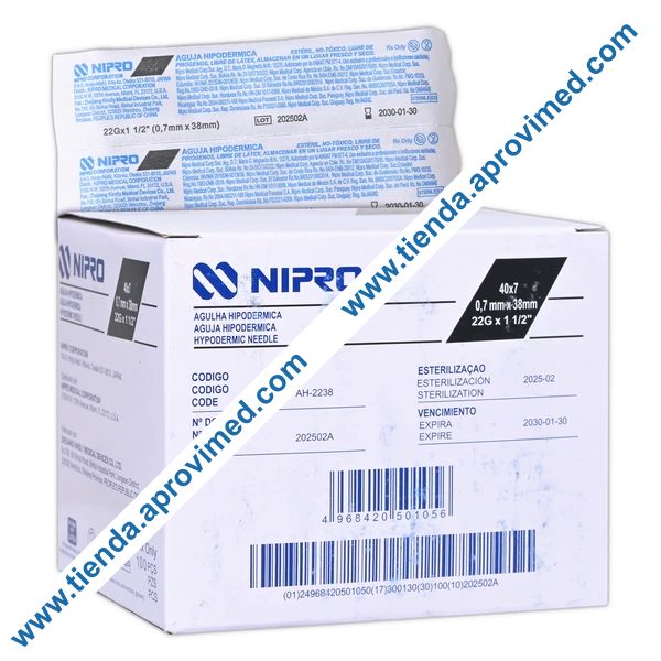 Aguja hipodérmica desechable para inyección — Caja 100 pzas