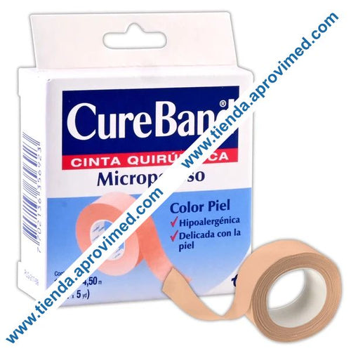 Cinta adhesiva microporosa para heridas — Rollo color piel 1.25 cm x 4.5 m