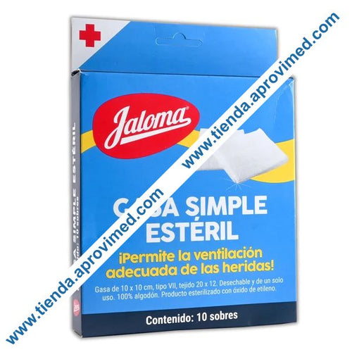 Gasa estéril de 10x10 cm para curación — Caja con 10 sobres