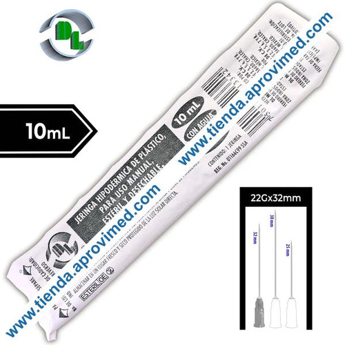 Jeringa desechable 10 ml con aguja 22G para inyección