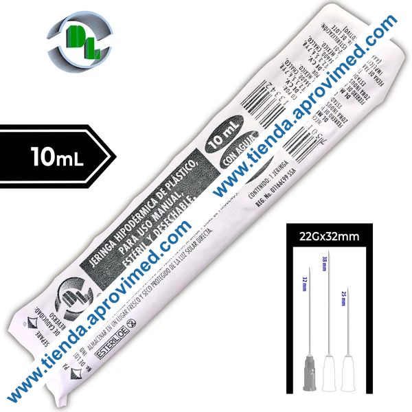 Jeringa desechable 10 ml con aguja 22G para inyección