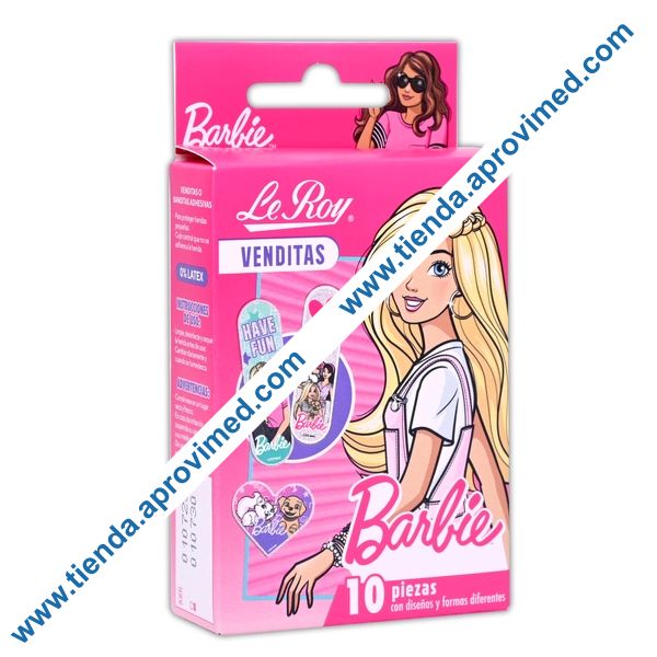 Venditas adhesivas infantiles Barbie — Caja con 10 pzas