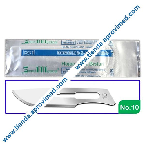 Hoja de bisturí de acero inoxidable para cirugías — SensiMedical No. 10