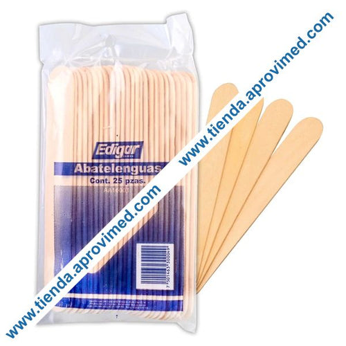 Abatelenguas de madera desechable — Paquete 25 piezas