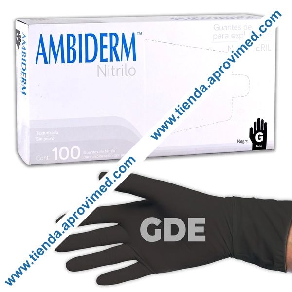 Guantes de nitrilo negros para exploración — Caja 100 pzas