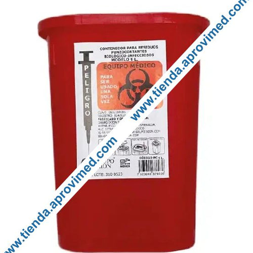 Contenedor desechable para residuos punzocortantes peligrosos — 1 Lt.