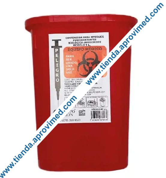 Contenedor desechable para residuos punzocortantes peligrosos — 1 Lt.