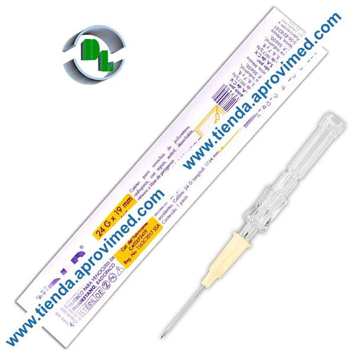 Catéter intravenoso 24G para infusiones — Color amarillo