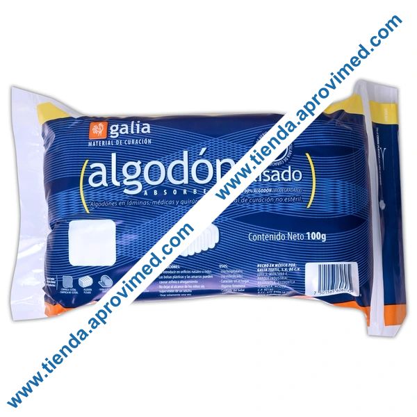 Algodón absorbente Galia en bolsa de 100 g para cuidados médicos