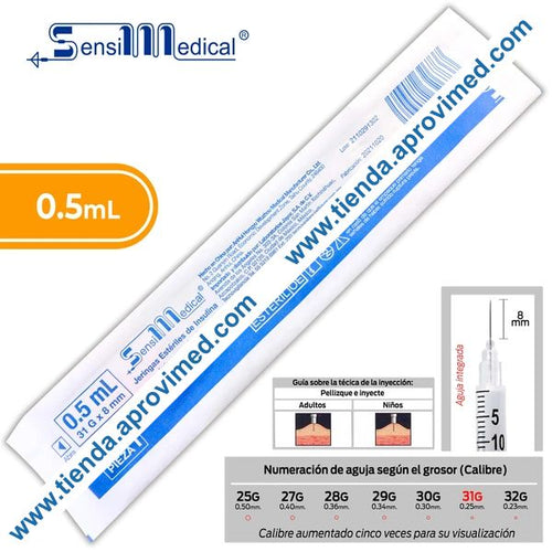 Jeringa para insulina con aguja integrada — 0.5 ml
