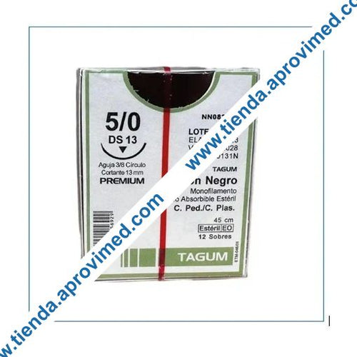 Sutura de nylon monofilamento no absorbible — Calibre 5/0, aguja 13 mm